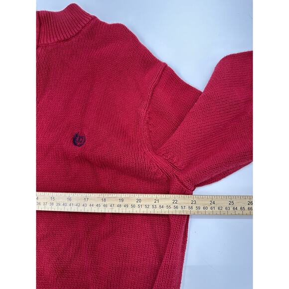 Chaps Mens Sweater Size XL Red Knit Quarter Zip Long Sleeve - Picture 8 of 11